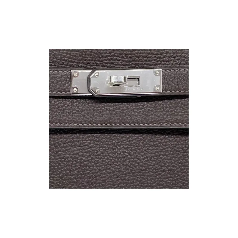 HERMES Kelly Depeches Togo Calfskin Clutch Regular Men's 47 Chocolate Chocolate-4