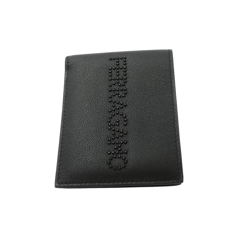 FERRAGAMO Cow Leather Coin Purses Wallets Men's Black-1
