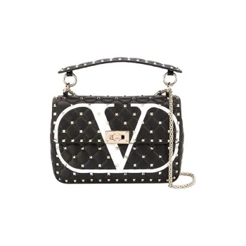 Valentino Cow Leather Portable Crossbody Bag Shoulder Bag Women's Black