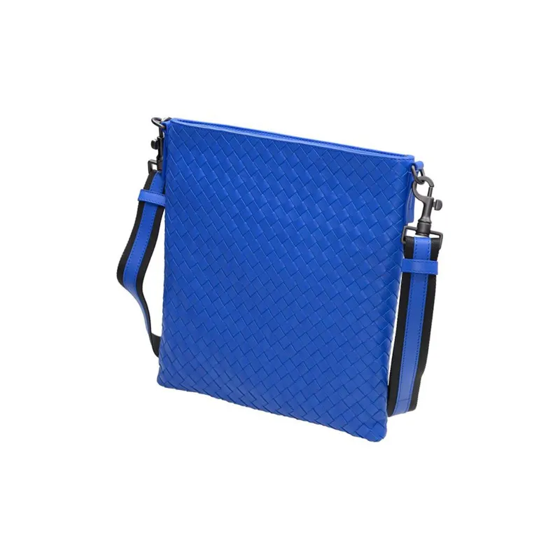 Bottega Veneta Lambskin Shoulder Bag Crossbody Bag Small Size Men's Blue-1