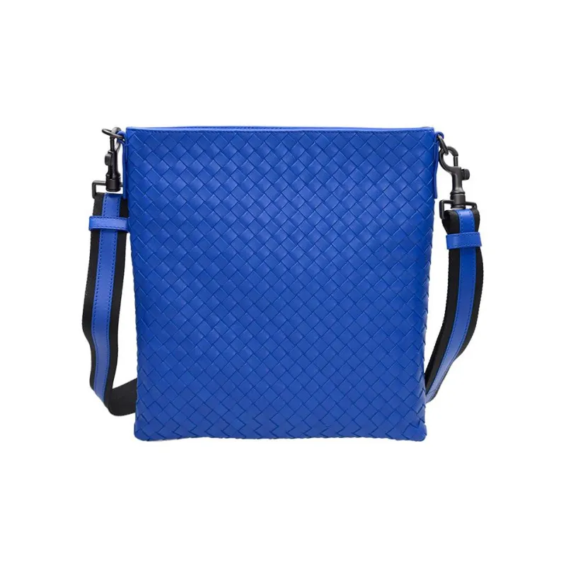 Bottega Veneta Lambskin Shoulder Bag Crossbody Bag Small Size Men's Blue-0