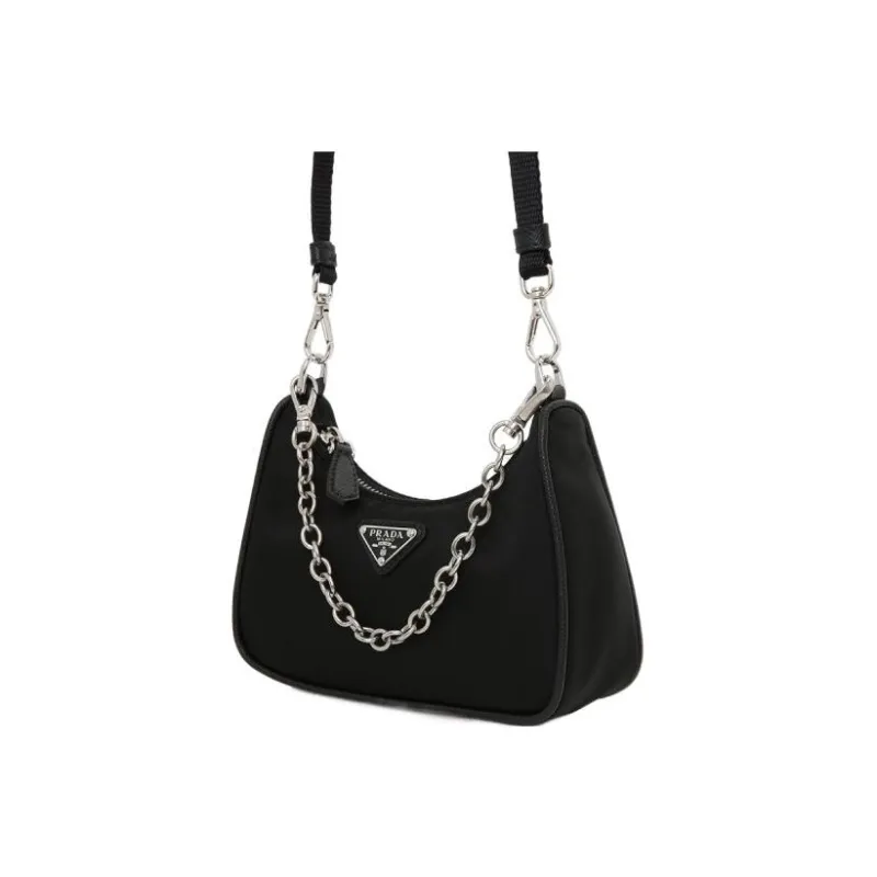 PRADA Re Edition Nylon With Leather Shoulder Bag, Handbag, Shoulder Bag Women's Black-2