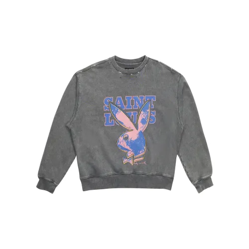 Playboy SSSAINT LOUIS X Playboy Co-branded Series Sweatshirts Unisex Washed Black