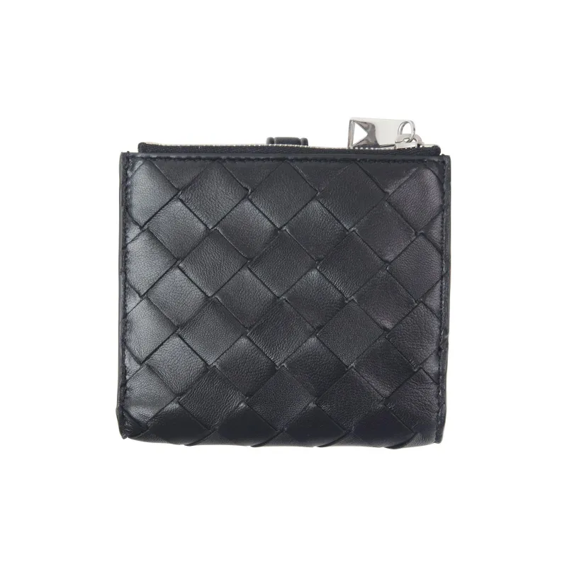 Bottega Veneta Sheepskin With Cow Leather Wallet Women's Black-1