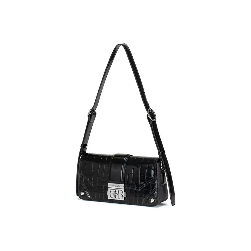 JELLYTOYBOY With Cow Leather And PU Pop Bag Shoulder Bag, Crossbody Bag Medium Size Women's Black/White-8