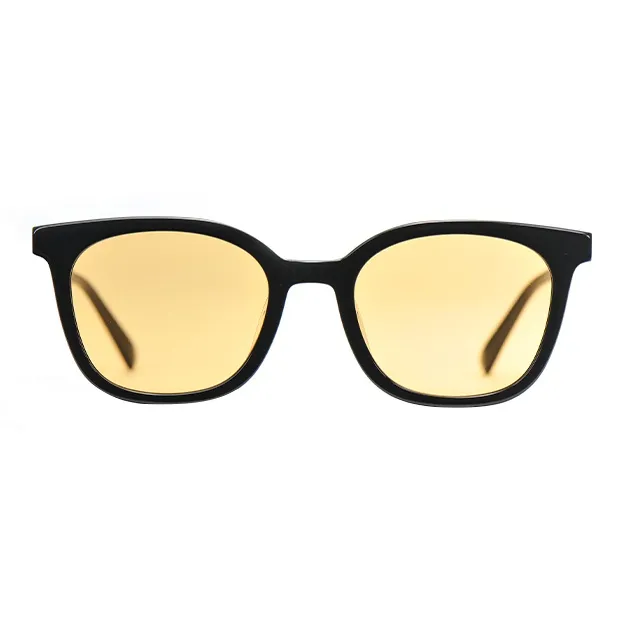 Fancet Studios Sunglasses Unisex Black Frame With Transparent Tea Brown Lens-2