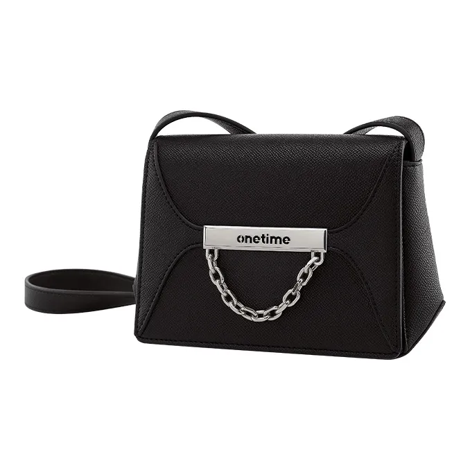 ONE TIME Synthetic Leather Stackable Shoulder Bag Regular Women's White/Black/Metallic Silver-3