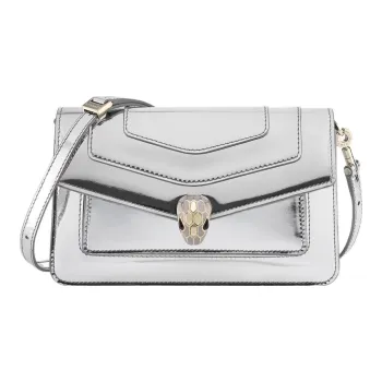 BVLGARI Serpenti Forever Calfskin Crossbody Bag Shoulder Bag Women's Silver