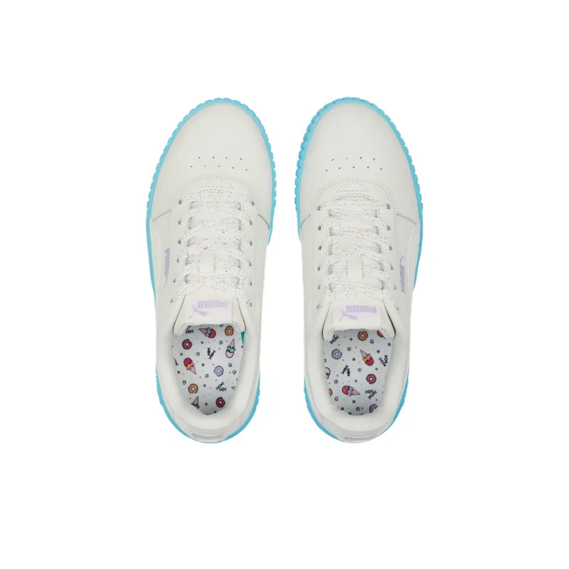 PUMA Carina 2.0 Yummy Anti Slip Wear Resistant Low Top Skateboard Shoes Women's White Blue-3