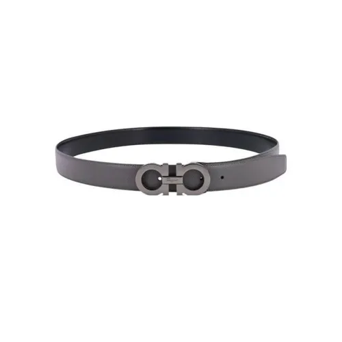 FERRAGAMO Leather Leather Belts Men's Gray Width  3.5cm