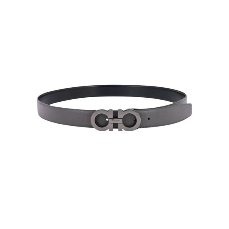 FERRAGAMO Leather Belts Men's Gray Width 3.5cm-0