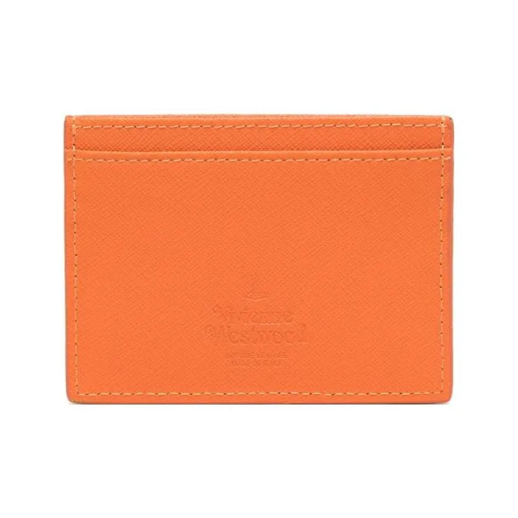 Vivienne Westwood Cross-Grain Calfskin Card Holder Women's Sunset Orange-1