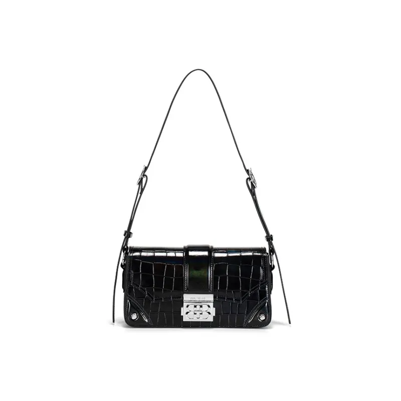 JELLYTOYBOY With Cow Leather And PU Pop Bag Shoulder Bag, Crossbody Bag Medium Size Women's Black/White-7