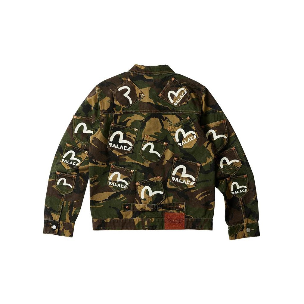 Palace X EVISU Co branded EVISU X PALACE Denim Jackets Unisex Camouflage POIZON