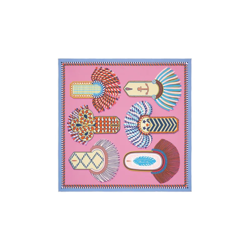 HERMES Silk Scarves Women's Pink/Yellow-1