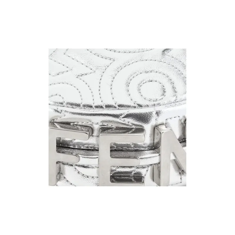 FENDI Fendigraphy Calfskin Crescent Bag Portable Wrist Bag Extra Mini Women's Silver-2