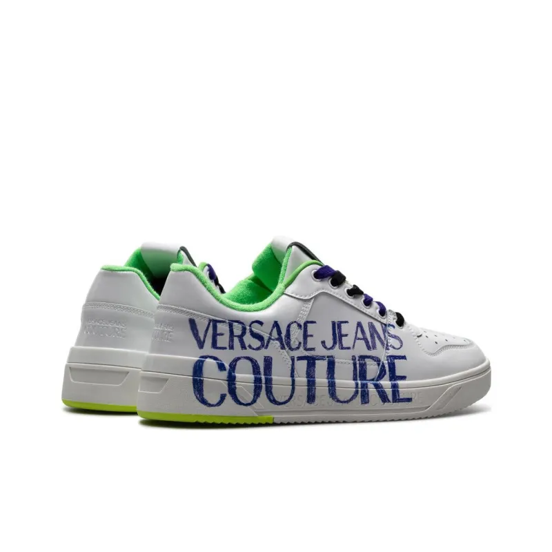 VERSACE JEANS Versace Stylish Skateboarding Shoes Men's White Blue Green-4