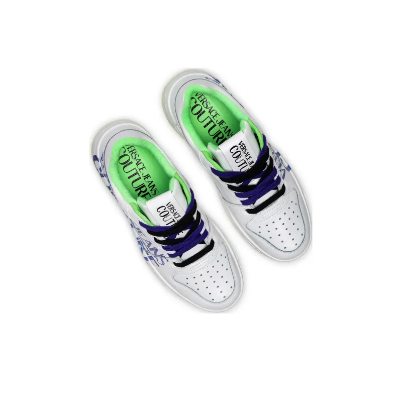 VERSACE JEANS Versace Stylish Skateboarding Shoes Men's White Blue Green-3