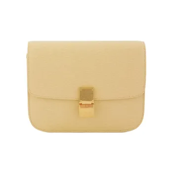 CELINE Calfskin Crossbody Bag Shoulder Bag Women's Light Yellow