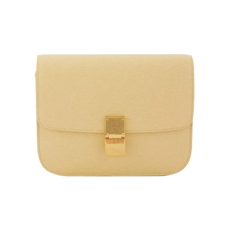 CELINE Calfskin Crossbody Bag Shoulder Bag Women's Light Yellow-0