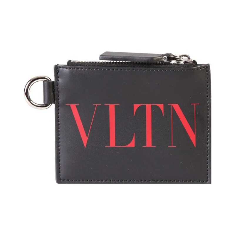 Valentino Leather One Shoulder Crossbody Card Holder Men's Black-0