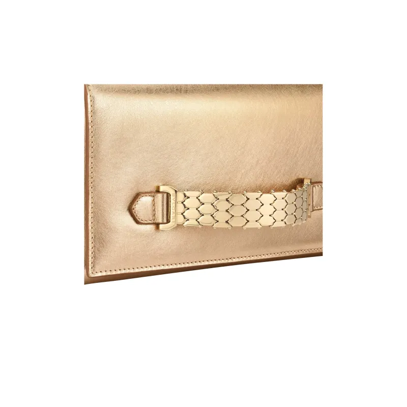 BVLGARI SERPENTI Calfskin Clutch Small Size Women's Gold-4