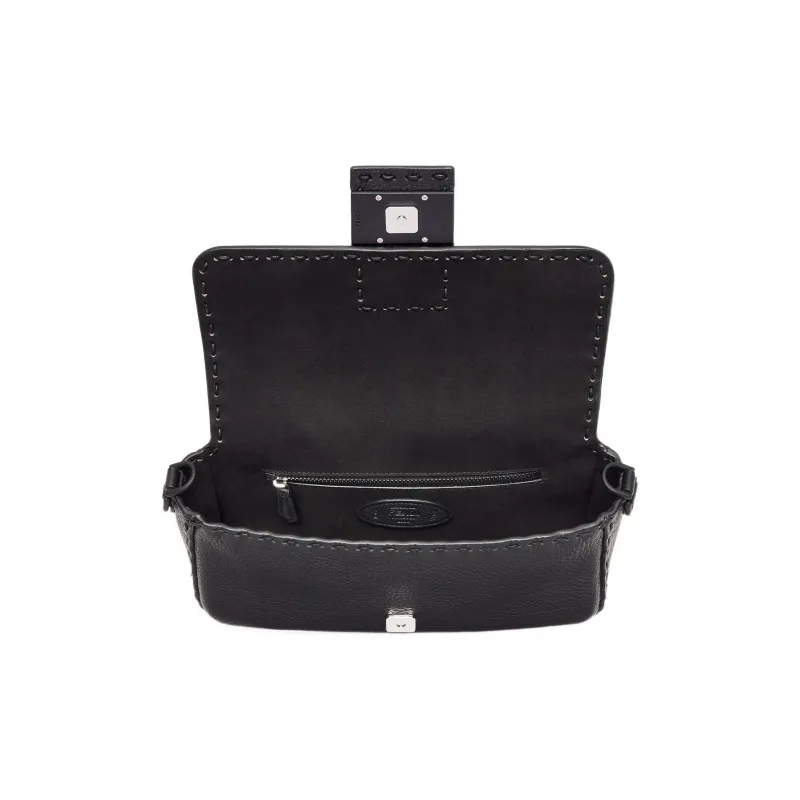 FENDI Baguette Leather Shoulder Bag Crossbody Bag Handbag Regular Men's Black-3