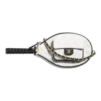 CHANEL Cotton With Canvas And Calfskin Canvas Bag One Shoulder Crossbody Clutch Women's White