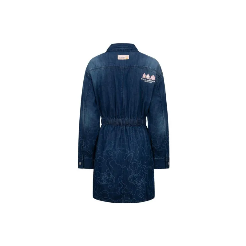 EVISU Long Sleeved Dresses Women's Denim Blue-1