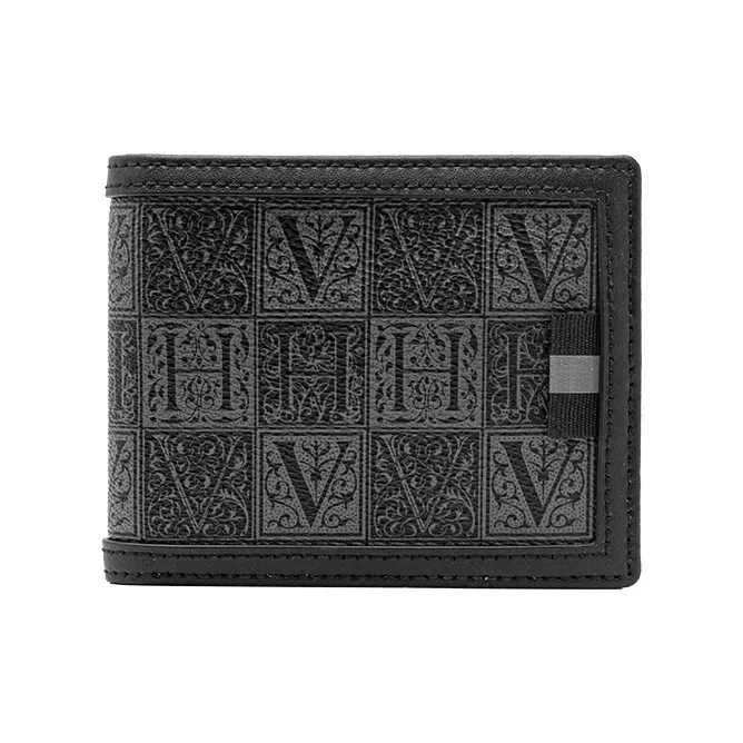VANESSA HOGAN Cow Leather Clutch Coin Purse Card Holder Wallet Small Size Men's Black-1
