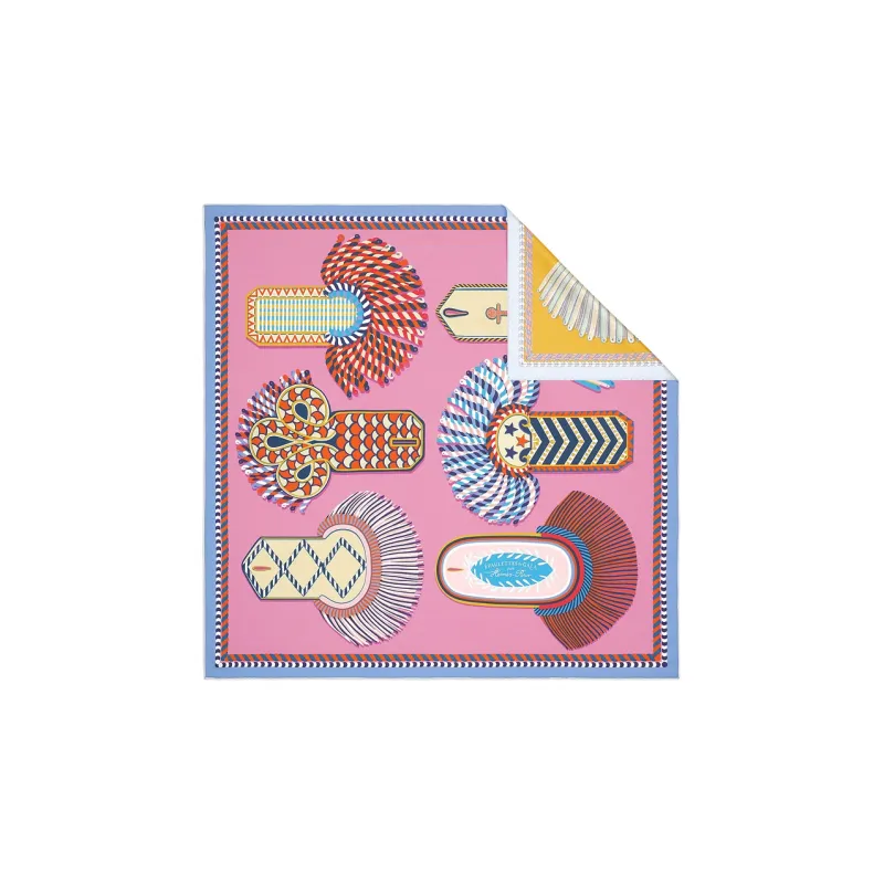 HERMES Silk Scarves Women's Pink/Yellow-0