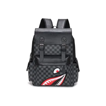 SURELAPTOP Leather Laptop Bags Backpacks Large Size Unisex Checkerboard