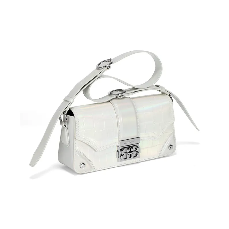 JELLYTOYBOY With Cow Leather And PU Pop Bag Shoulder Bag, Crossbody Bag Medium Size Women's Black/White-3