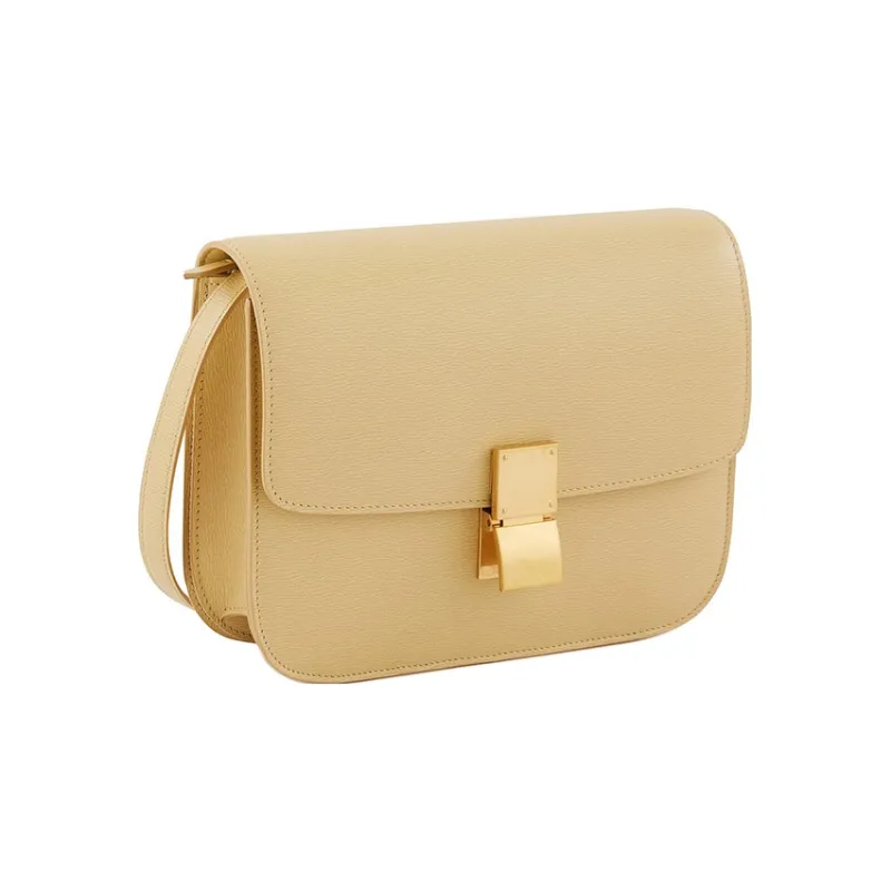 CELINE Calfskin Crossbody Bag Shoulder Bag Women's Light Yellow-1