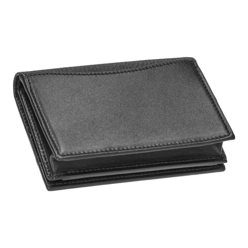 BVLGARI Leather Money Clip Card Holder Men's Black-1