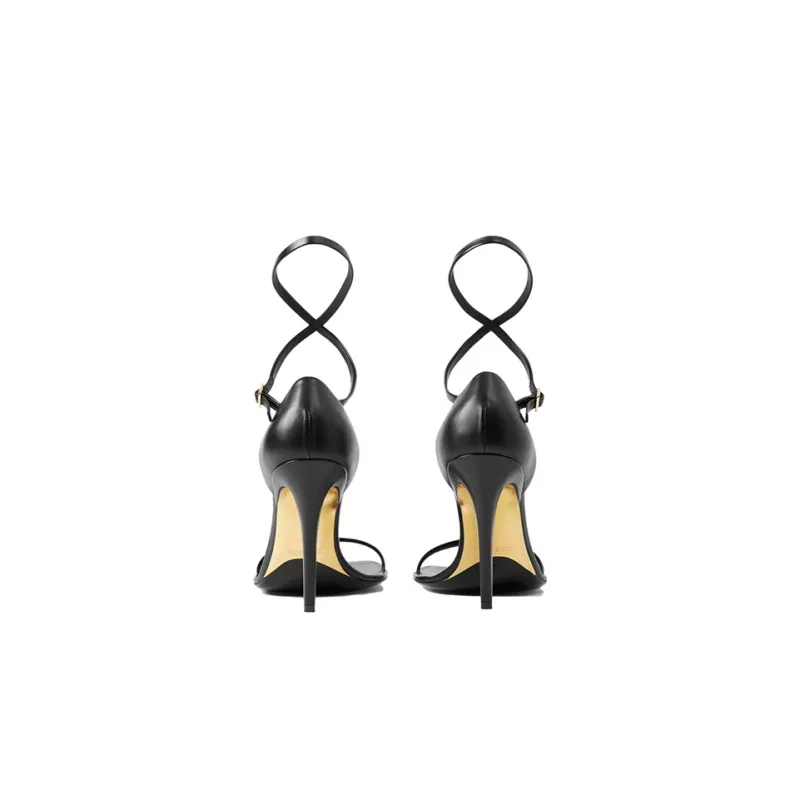 Burberry 100mm Wrap-around Leather Sandals-4