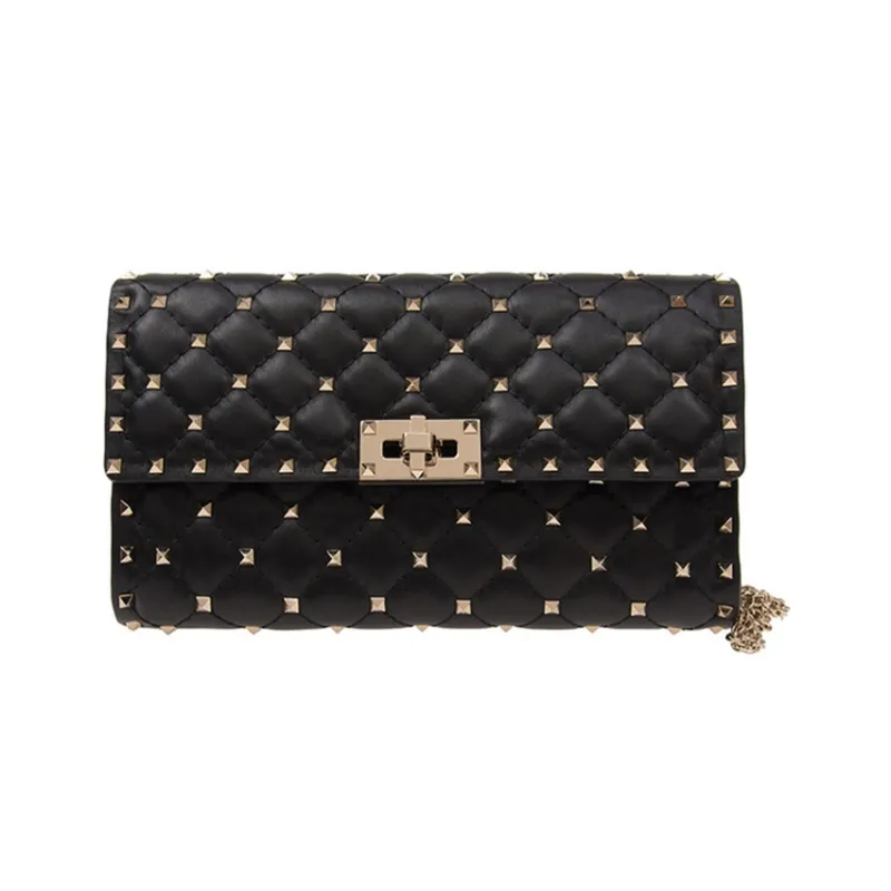 Valentino Sheepskin Crossbody Bag Shoulder Bag Women's Black-0