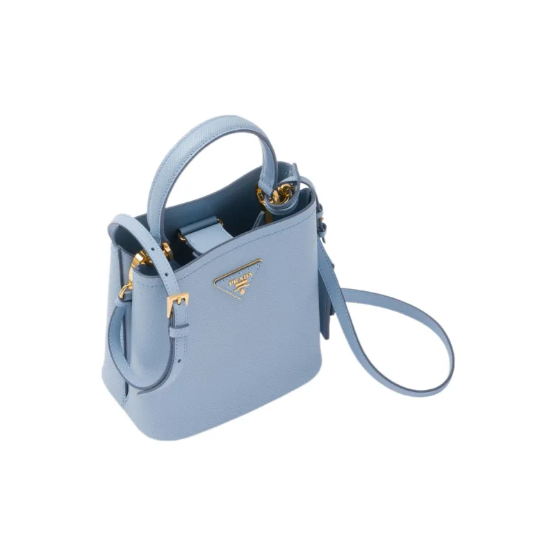 PRADA Panier Leather Shoulder Bag Crossbody Bag Handbag Small Size Women's Blue-1