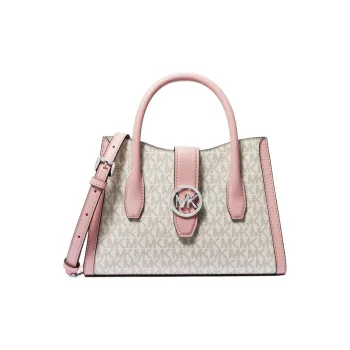 MICHAEL KORS Gabby Canvas With Leather Handbags Shoulder Bag Crossbody Bag Small Size Women's Pink & Ivory Gray
