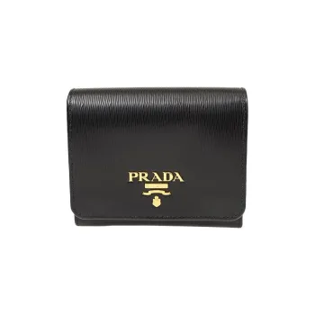 PRADA Cow Leather Wallets Coin Purses Women's Black