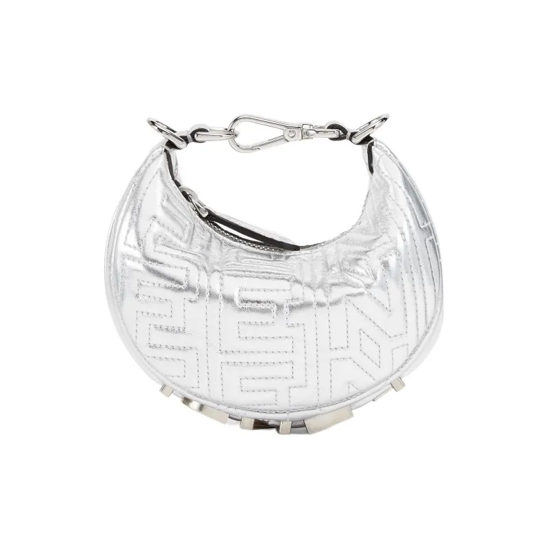 FENDI Fendigraphy Calfskin Crescent Bag Portable Wrist Bag Extra Mini Women's Silver-1