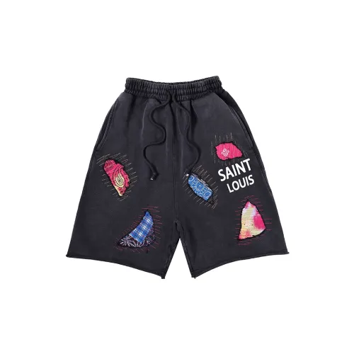 SSSAINT LOUIS Casual Shorts Unisex Washed Black