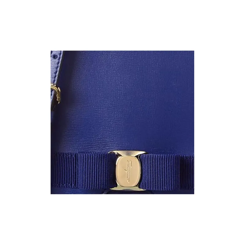 FERRAGAMO Vara Leather Shoulder Bag Crossbody Bag Cell Phone Pouch Women's Blue-1