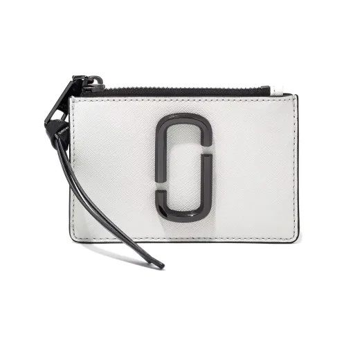 MARC JACOBS Snapshot Cross-Stitch Leather Card Holder Wallet Women's Black/White