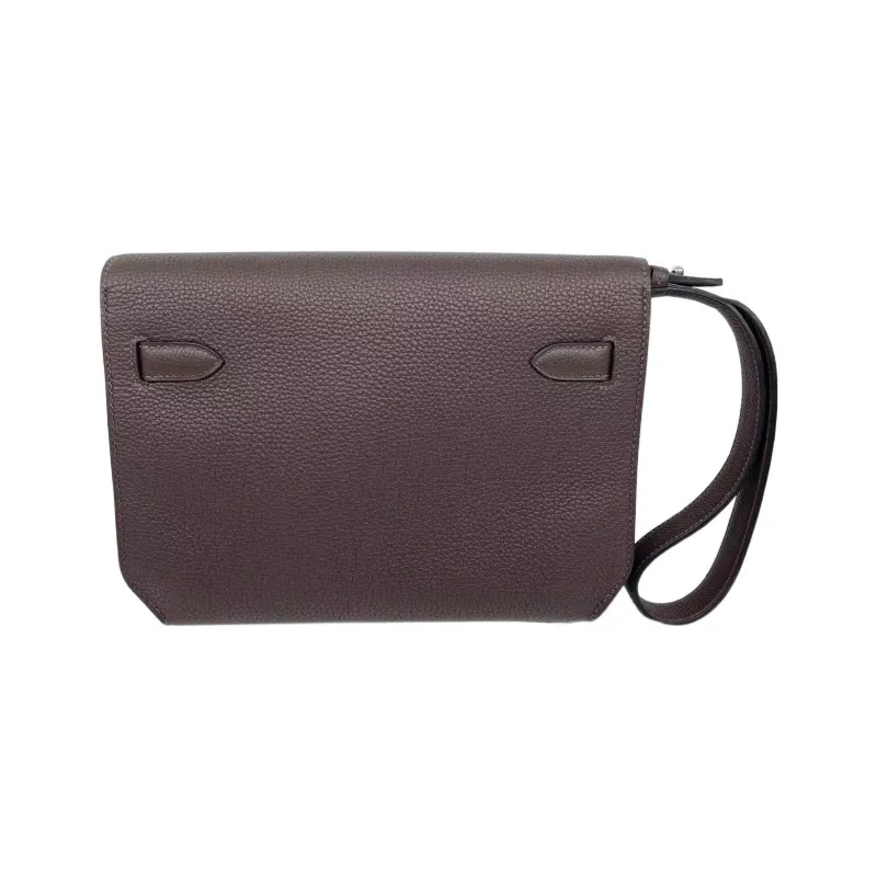 HERMES Kelly Depeches Togo Calfskin Clutch Regular Men's 47 Chocolate Chocolate-3