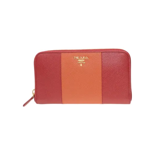 PRADA Calfskin Wallet Women's Red