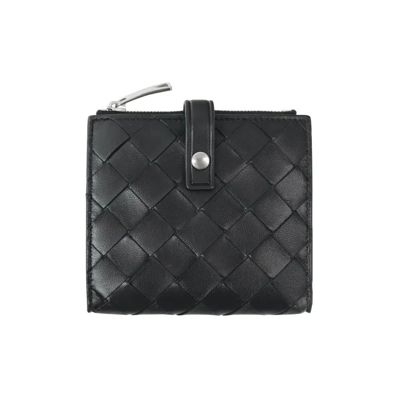 Bottega Veneta Sheepskin With Cow Leather Wallet Women's Black-0