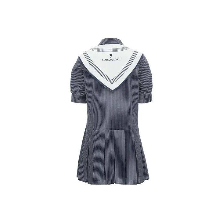 ONLY Short Sleeved Dresses Women's Dark Blue White Stripes BLUE STRIPE NAVY-1