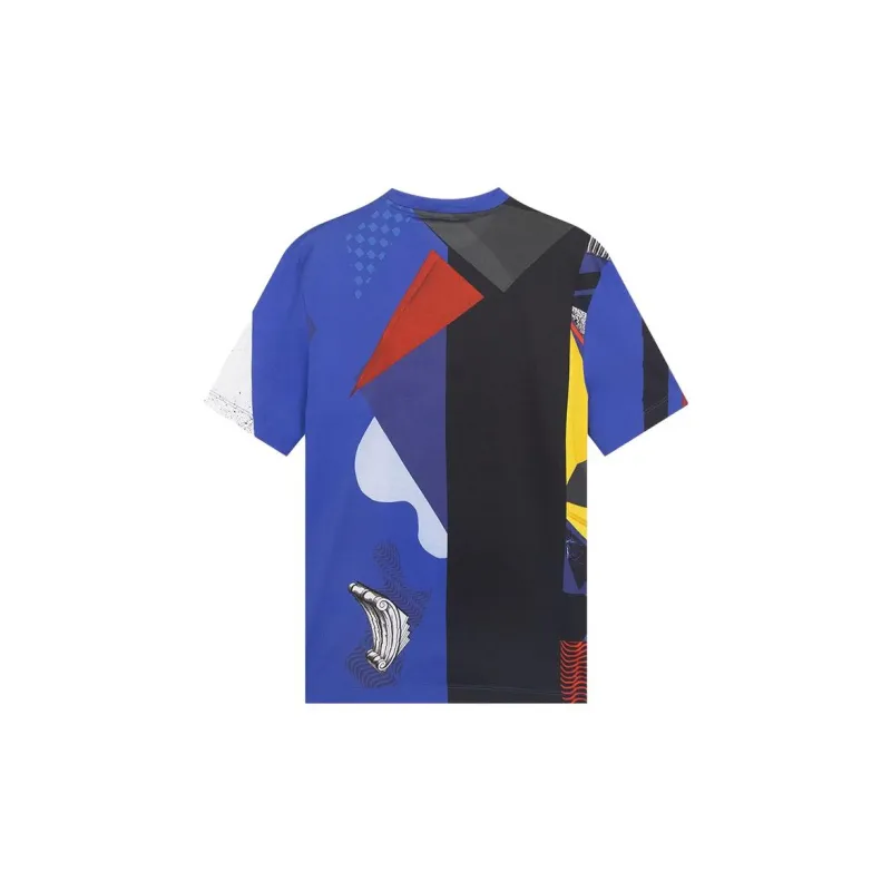 VERSACE Irregular Pattern Print Crew Neck T Shirt Royal Blue-1