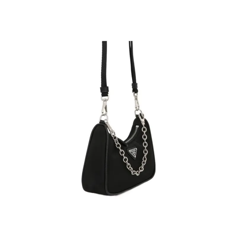 PRADA Re Edition Nylon With Leather Shoulder Bag, Handbag, Shoulder Bag Women's Black-3